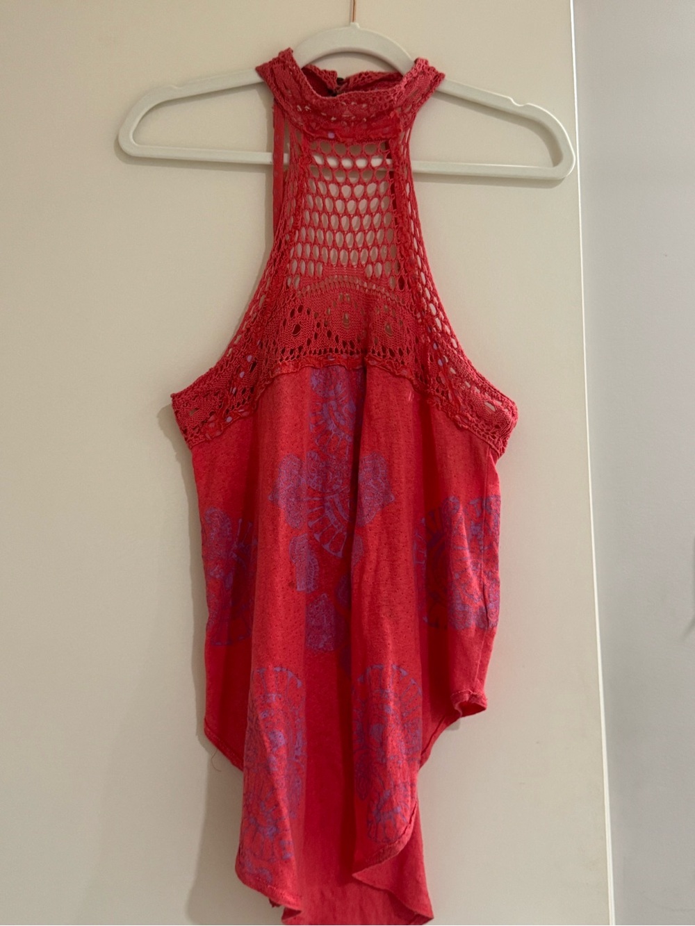Free People Coral Crochet Halter Tank Top Purple Print – Well Worn